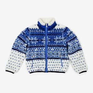 Polo Ralph Lauren Girls Fair Isle Teddy Fleece Jacket Kids Size 6X Snowflakes
